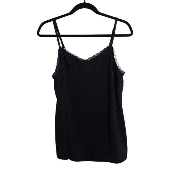 CABI All Purpose Cami With Lace Overlay At Neckline In Black Size Small - Picture 1 of 16